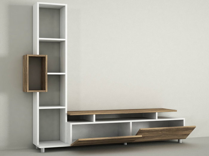 Hanah Home Tulip Mueble de TV Blanco y Nogal